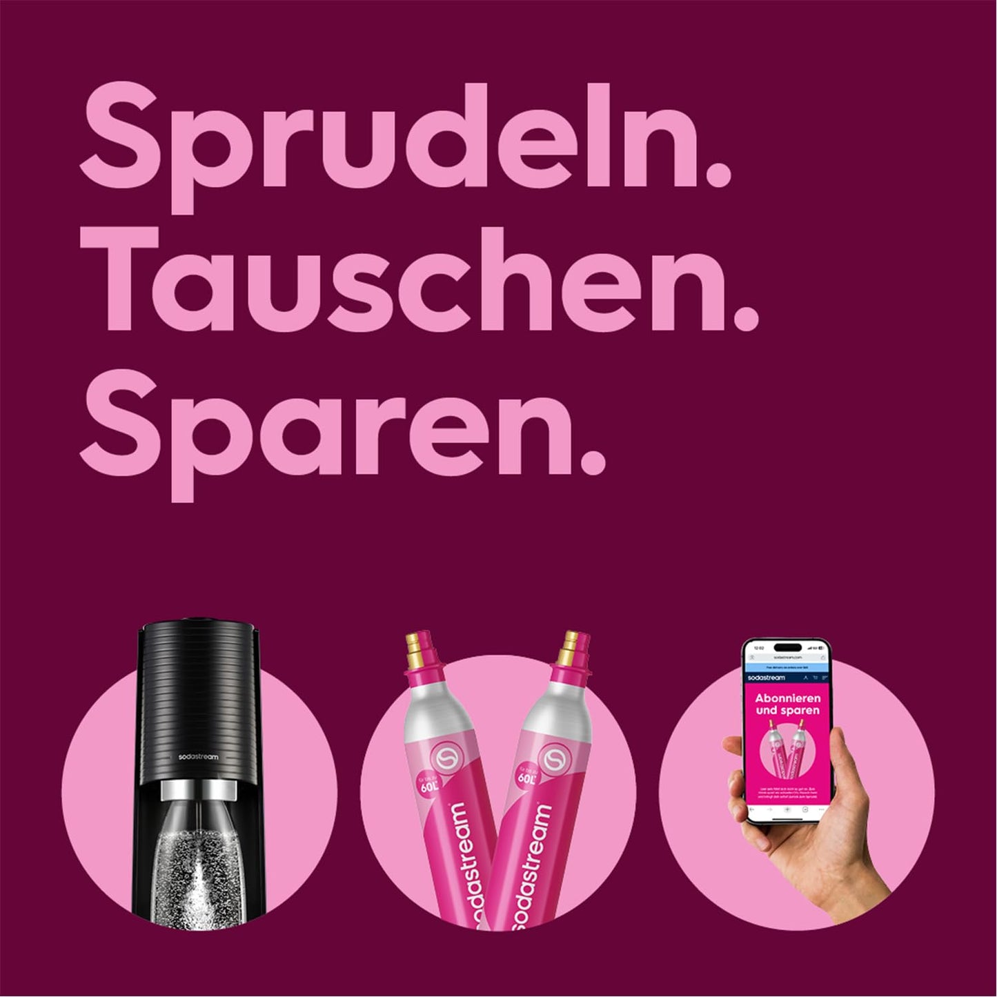 Sodastream - Terra water soda maker, Quick Connect cylinder system, with 2x 60L CO2 cylinders, 3x BPA-free 1L bottles, dishwasher safe, sustainable & reduces single-use plastic waste, black - 2270213