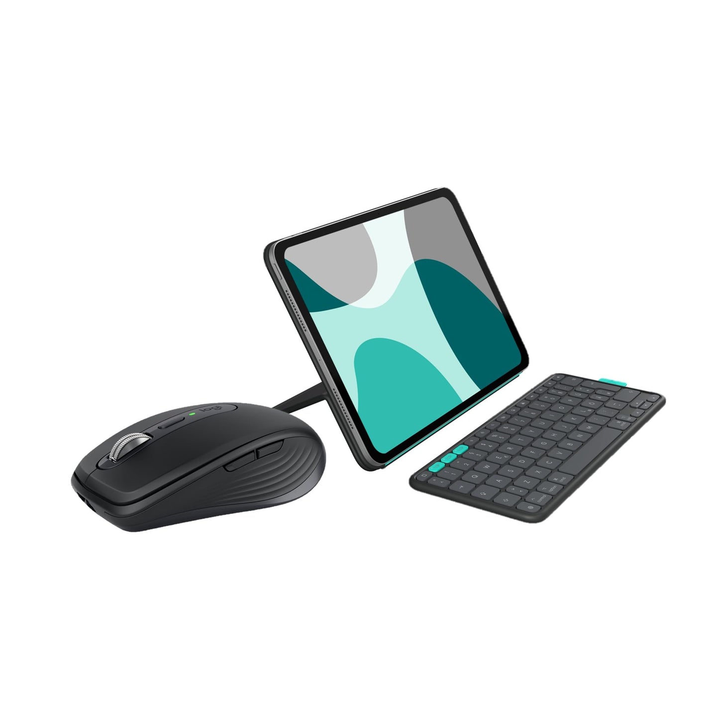 Logitech MX Anywhere 3S for Mac, compact wireless Bluetooth mouse, 8K DPI tracking on any surface, flip folio keyboard case for iPad Pro 11 Inch (M4), iPad Air 11 Inch (M2 and M3)(5th Gen - 2024) - 910-006929
