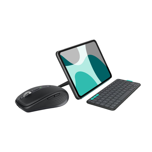Logitech MX Anywhere 3S for Mac, compact wireless Bluetooth mouse, 8K DPI tracking on any surface, flip folio keyboard case for iPad Pro 11 Inch (M4), iPad Air 11 Inch (M2 and M3)(5th Gen - 2024) - 910-006929