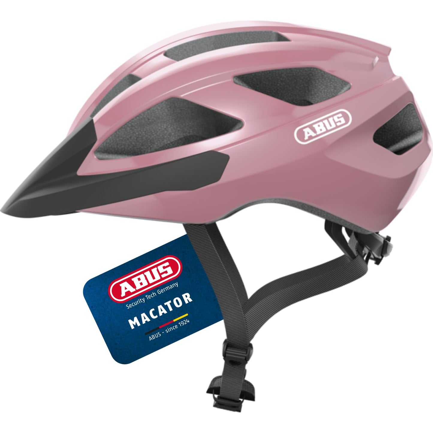 ABUS road bike helmet Macator - sporty bike helmet for beginners - also for pigtail wearers - for women and men - shiny pink, size M - 67335