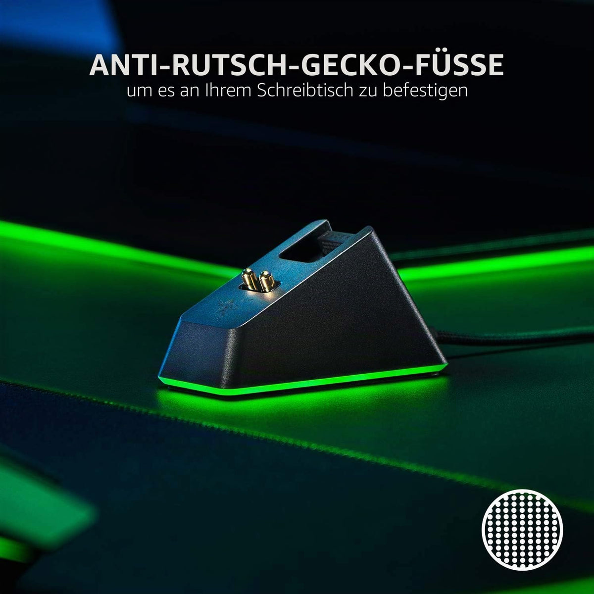 Razer Mouse Dock Chroma - Stație de încărcare cu iluminare RGB pentru DeathAdder V2 Pro, Viper Ultimate, Basilisk Ultimate, Naga Pro (Stație de încărcare magnetică pentru mouse, antiderapantă) Negru - RC30-03050200-R3M1