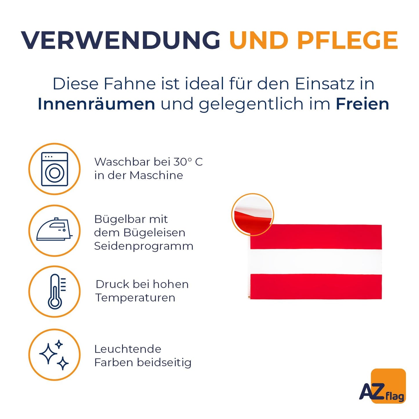 AZ FLAG - Austria Flag - 250x150 cm - Large Austrian Flag 100% Polyester with Brass Eyelets - 300g - K_15