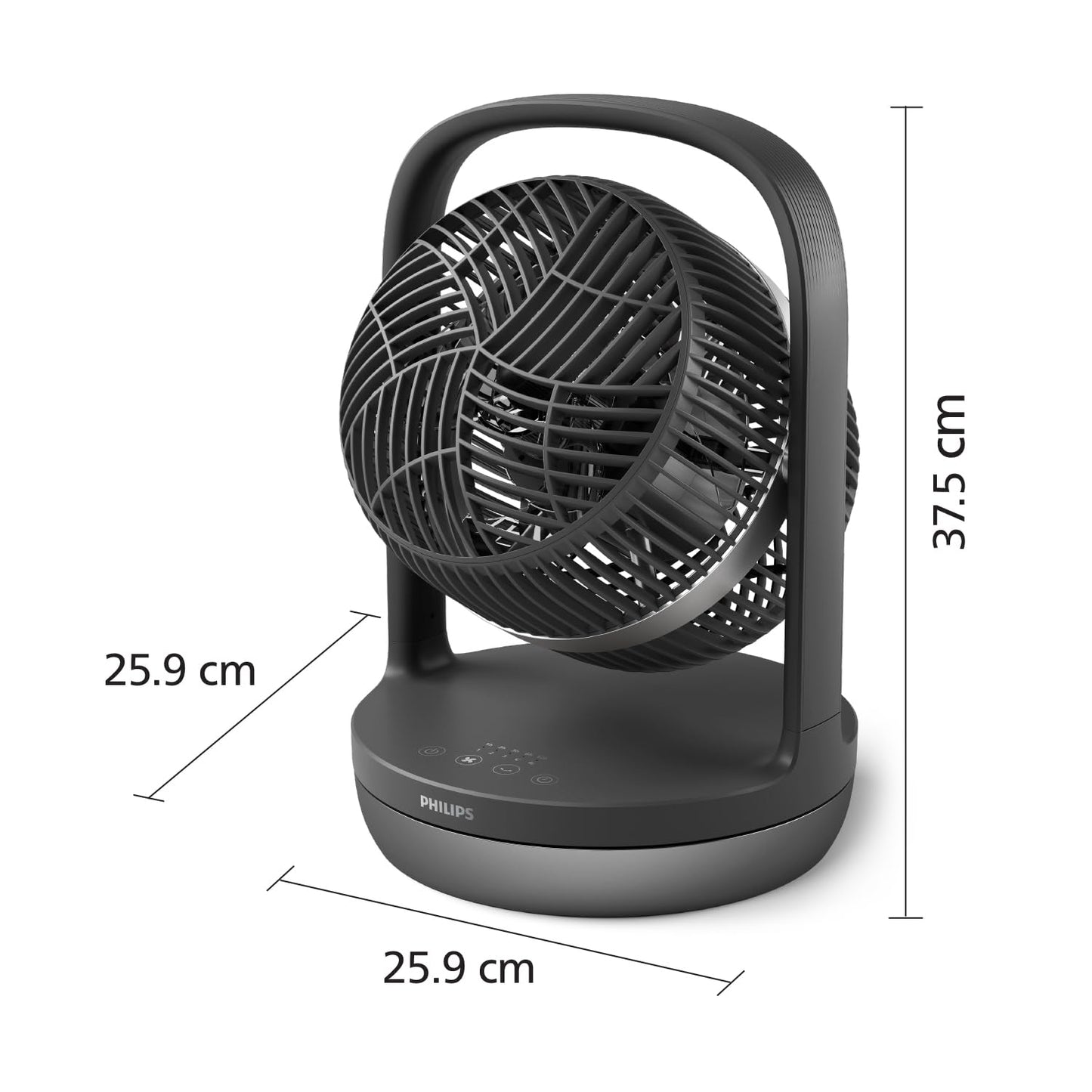 Philips Oscillating Table Fan Series 3000, Strong & Super Quiet with SilentWings Technology at 23 dB, Easy to Carry, Tilt 180°, Timer, Black (CX3050/01)