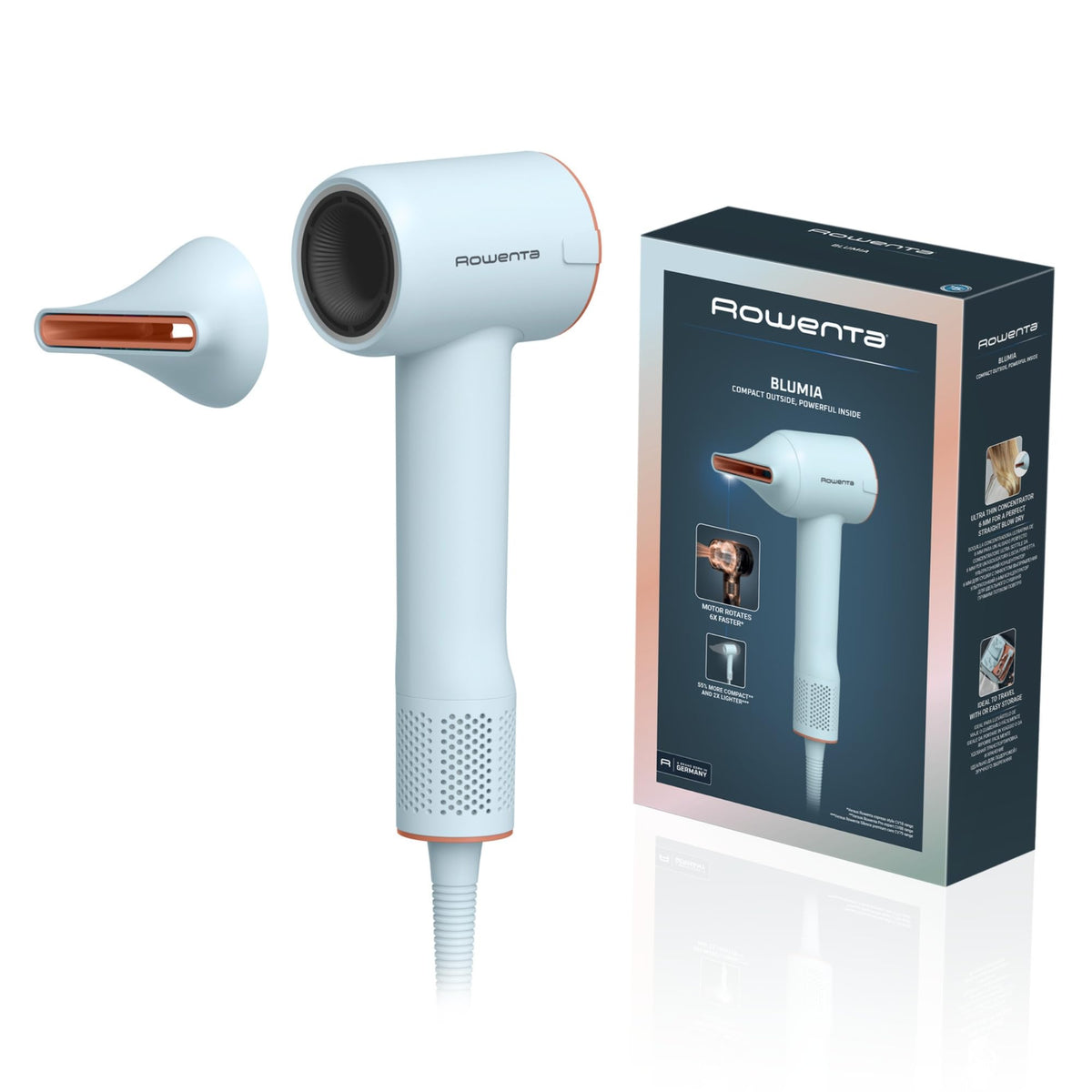 Rowenta Blumia Hair Dryer, High-Speed Motor, 6-mm Magnetic Nozzle - HY5N10E0