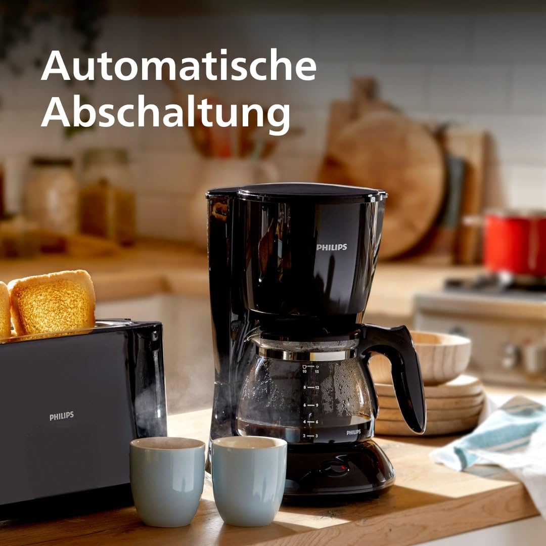 Philips HD7461/20 New Daily coffee machine Aroma-Swirl with automatic switch-off, glass jug, white/black