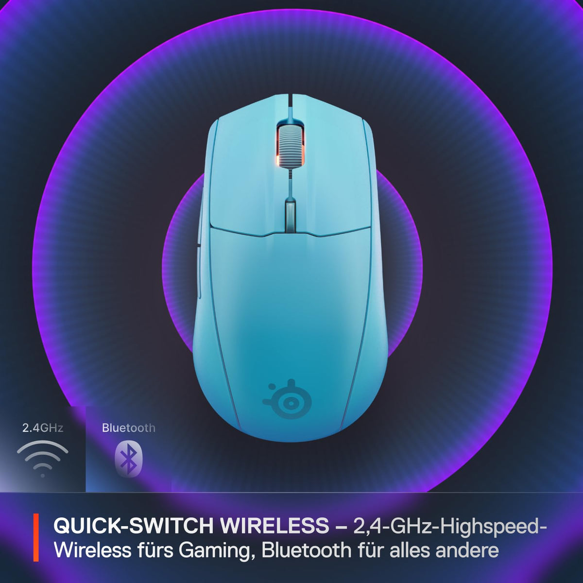 SteelSeries Rival 3 Wireless Gen 2 Mouse de gaming – 2,4 GHz și Bluetooth – senzor optic TrueMove Air de 18.000 DPI – 60 milioane de clicuri garantate – ultra ușoară – picioare de PTFE – Aqua - 62526