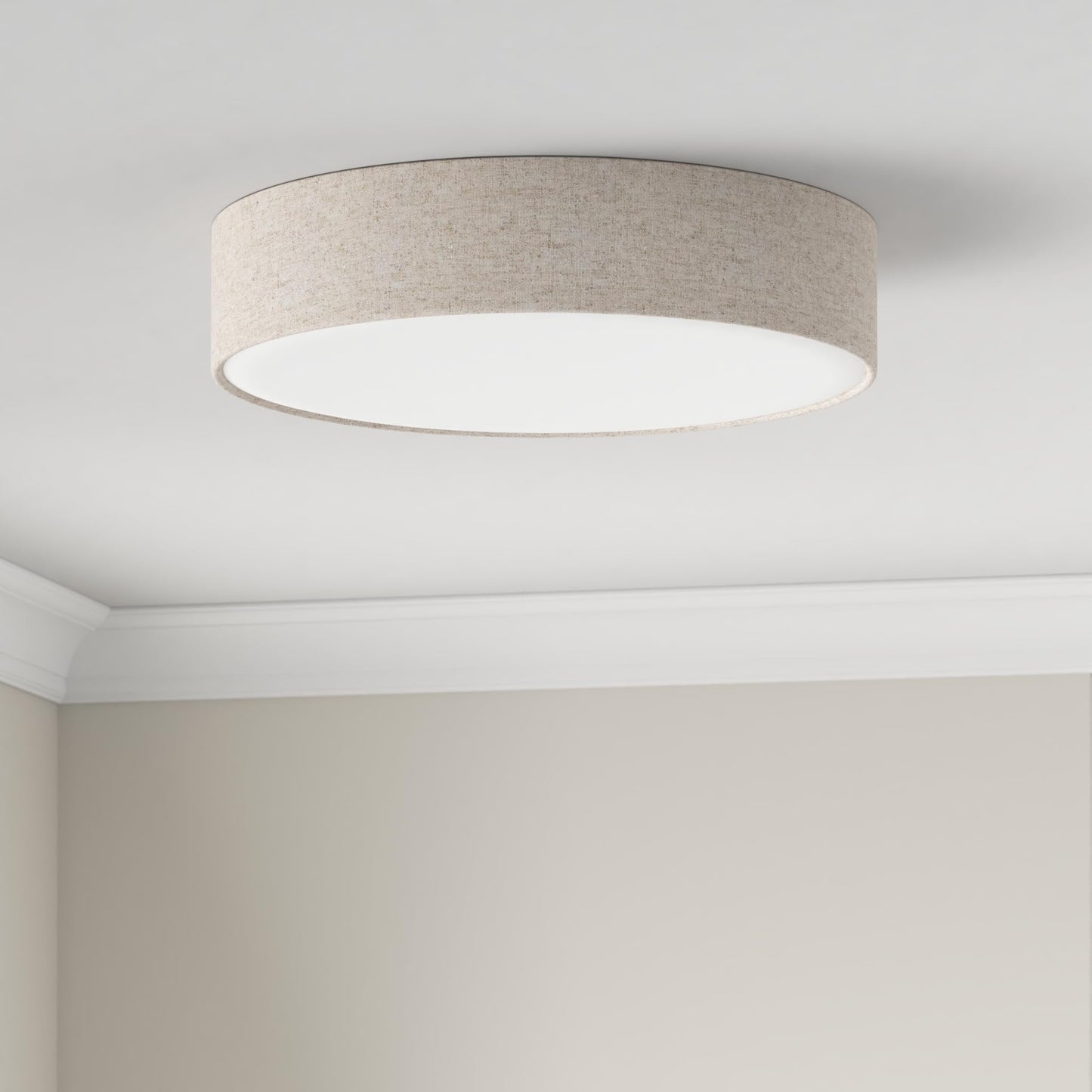 REV ceiling lamp - LED ceiling light around 50cm with fabric lampshade in a vintage look - ideal for bedrooms and living rooms, taupe - 2900025050