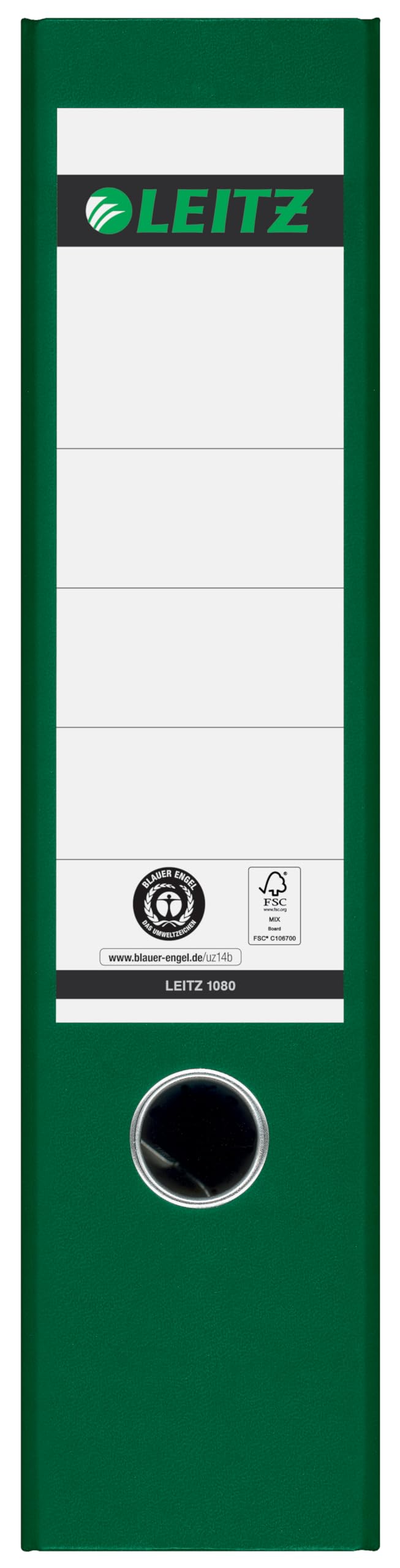 Leitz quality folders 180°, pack of 20, A4, 100 percent recycled cardboard, 8 cm spine width, cloud marble paper, green spine, 10805055 - 10800055