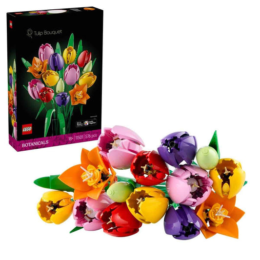 LEGO Botanicals Tulip Bouquet - Set of artificial flowers for adults - with 14 artificial tulips in 5 colors as DIY decoration - gift idea for Mother's Day - 11501