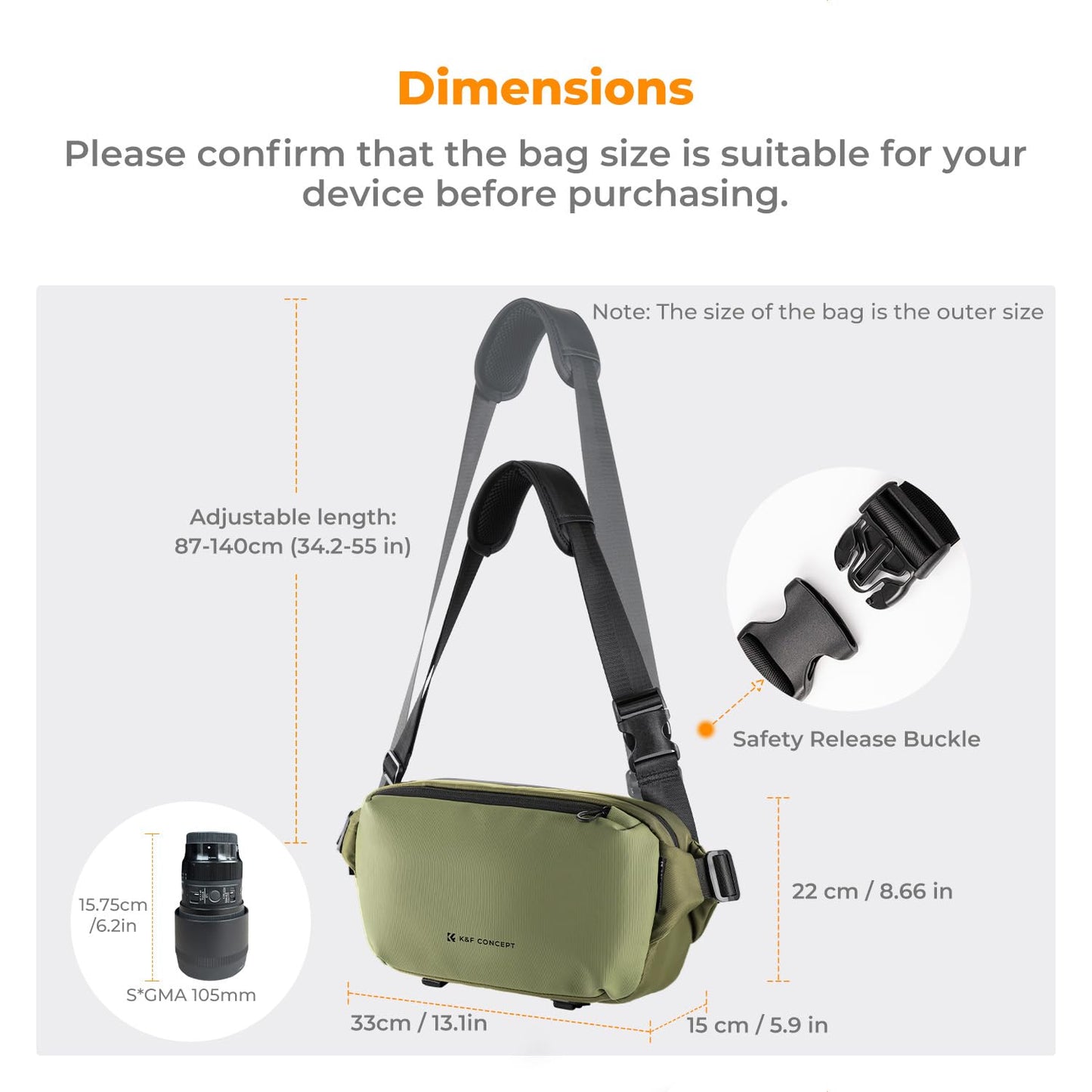 K&F CONCEPT Camera Backpack Shoulder Bag Square Bag Bags for Photographers Camera Rectangle Case Compatible with Canon/Nikon/Sony/DJI Mavic Drone Backpack - JPKF13.157V2EU