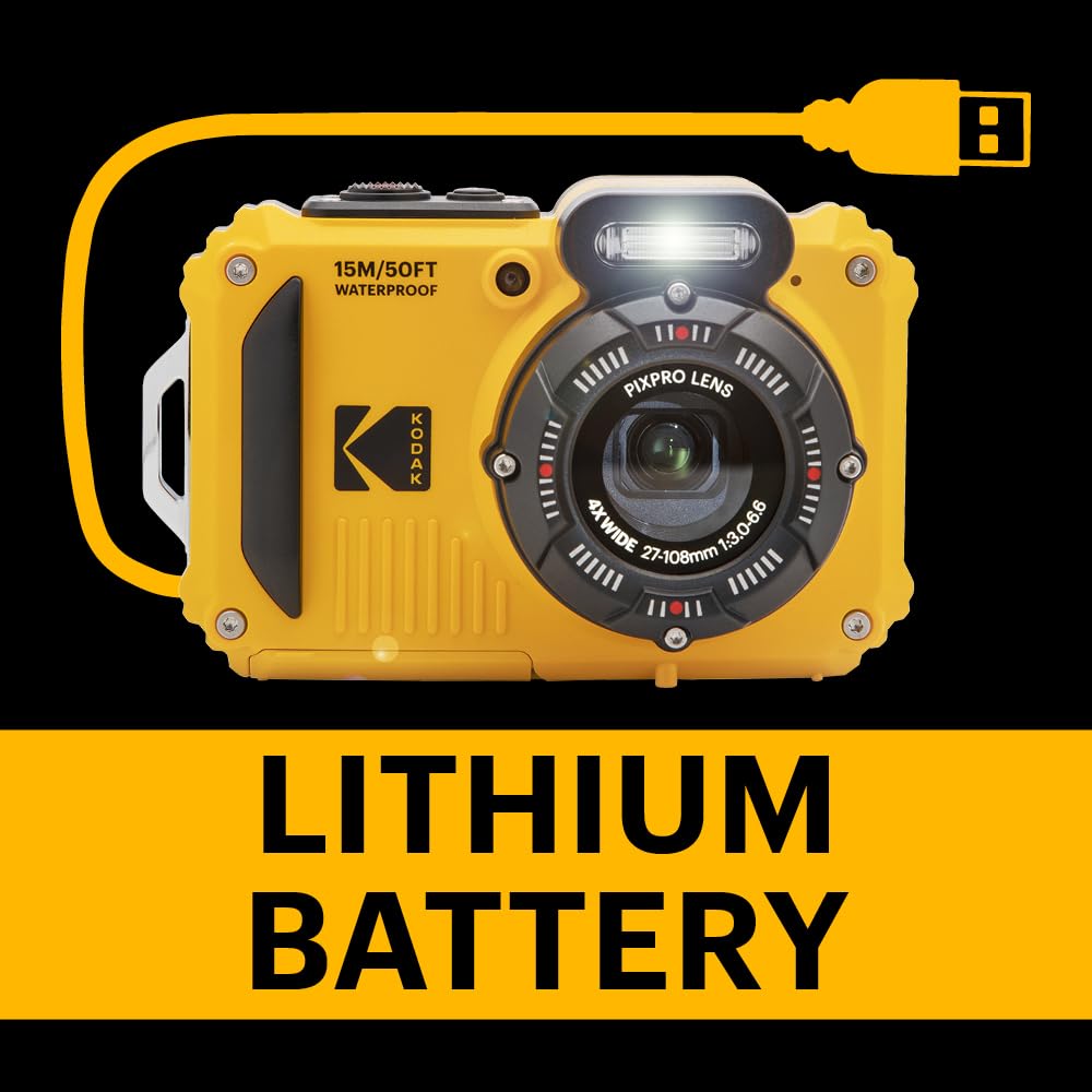 KODAK Pixpro Pack WPZ2 + 1 SD card KODAK - Compact 16M pixels, waterproof to 15m, shockproof, video 720p, LCD display 2.7 inch - lithium-ion battery - yellow