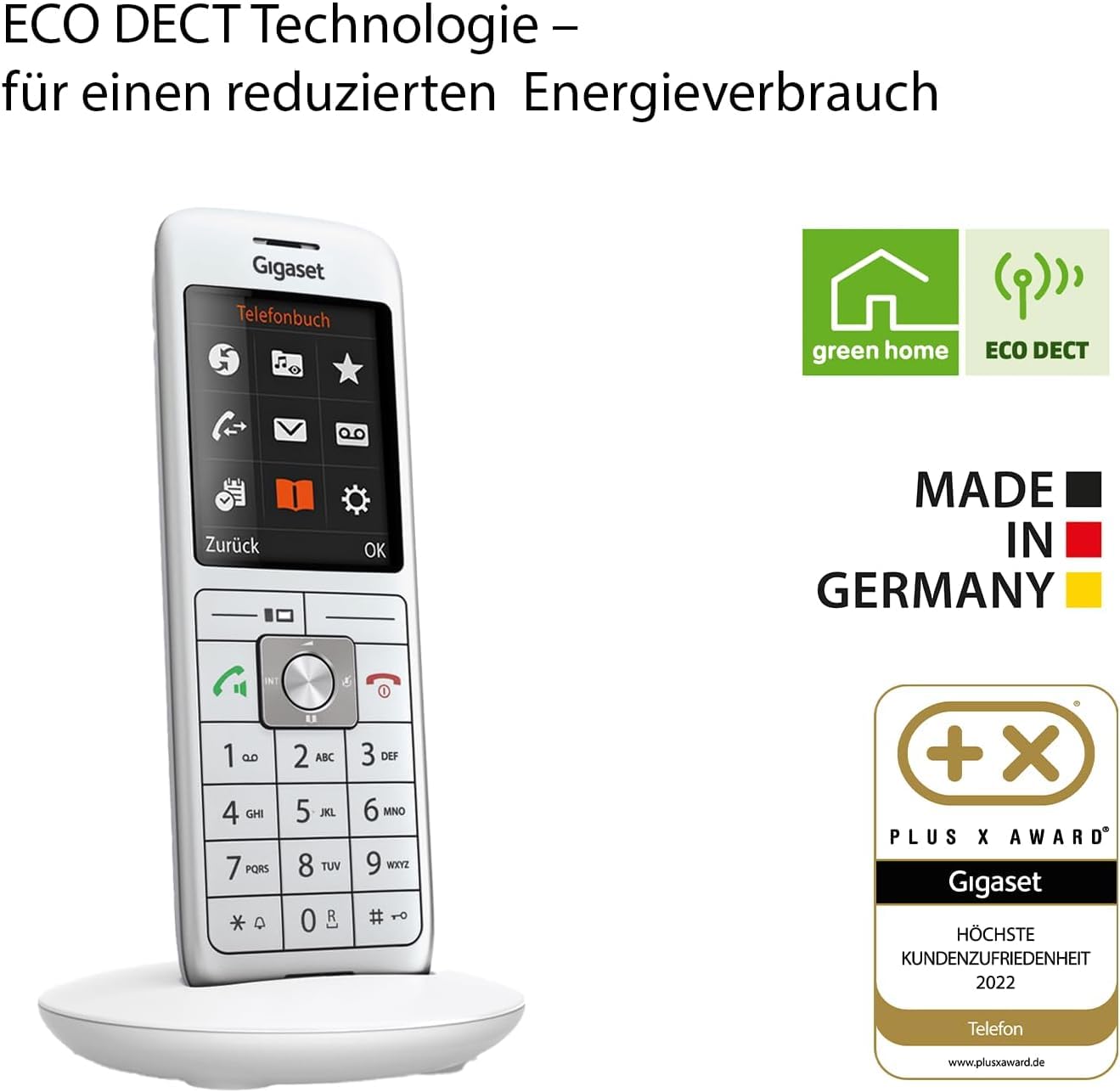 Gigaset CL660HX - design DECT handset with charging cradle - Fritzbox compatible - high-quality cordless telephone for router and DECT base, silver-white [German version] [Without base] - S30852-H2862-B132