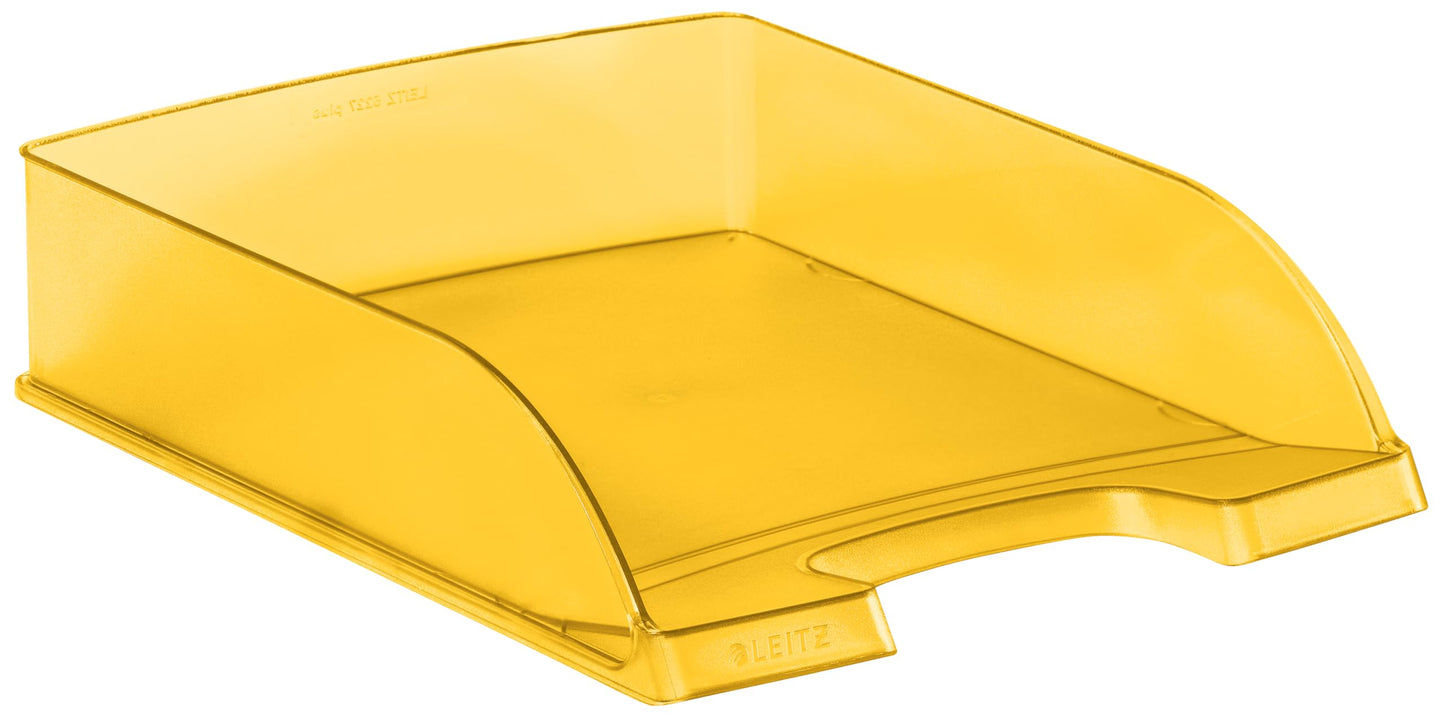 Leitz letter basket standard A4, pack of 5, letter tray in premium quality, stackable storage compartments as desk organiser, can be combined with Plus series, yellow frost, 52270010