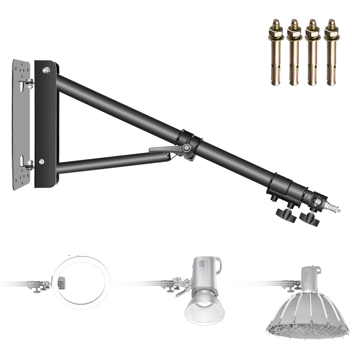 NEEWER Triangular Wall Mount Arm for Photography Studio Flash Monolight - 10092982