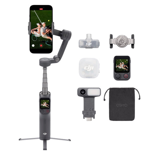 Osmo Mobile 8P + Mic Mini 2 Transmitter, Gimbal Stabilizer for iPhone & Android, Wireless Microphone, Detailed Sound, DJI OsmoAudio, Active Noise Cancellation, 3-Axis Stabilization, Mobile Phone Gimbal - 6937224142930