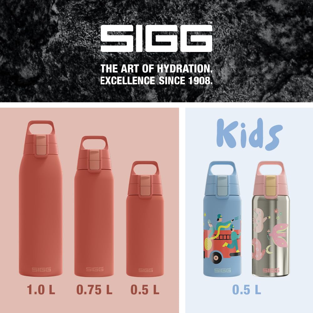 SIGG - Insulated drinking bottle - Thermos bottle Shield Therm One Eco Red - carbonated drinks - leak-proof - dishwasher safe - BPA-free - 90% recycled stainless steel - rust red - 0.5L - 6022.40