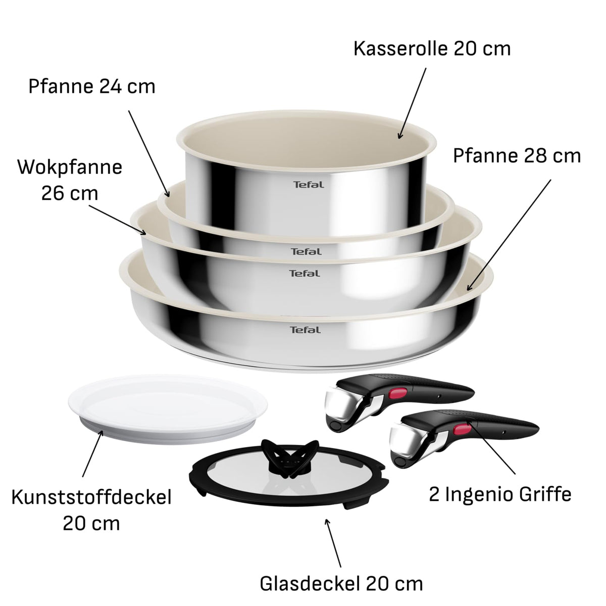 Tefal Ingenio Comfort Max 8-piece Ceramic Cookware Set - L885S844