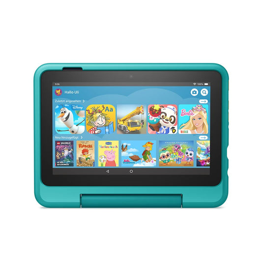Child-friendly case for the Fire 7 tablet (only compatible with 12th generation, 2022), for ages 6 and up, teal - 53-028175