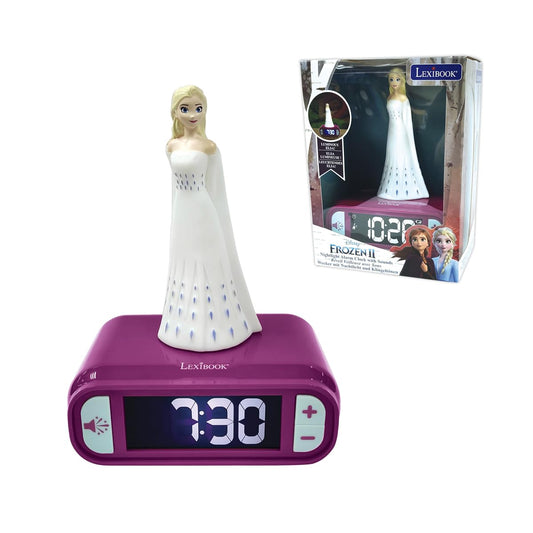 Lexibook - Disney Frozen 2 Alarm Clock with Night Light and Ringtones Disney Frozen 2 Digital Alarm Clock for Children with Night Light Snooze, Children's Clock, Luminous ELSA, Blue Color - RL800FZLXB