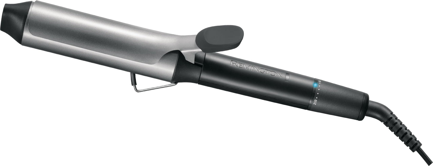 Remington curling iron large curls [38mm] Pro Big Curl (4-fold protection, anti-static ceramic tourmaline coating) digital display up to 210°C, with clamp, natural waves, black, CI5538