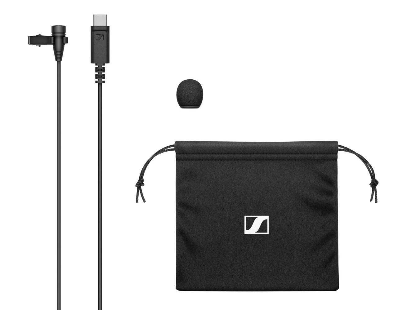 Sennheiser XS Lav USB-C Omnidirectional Clip-On Lavalier Microphone | with USB-C connection & 2M cable | for mobile devices & computers | Black (509261)