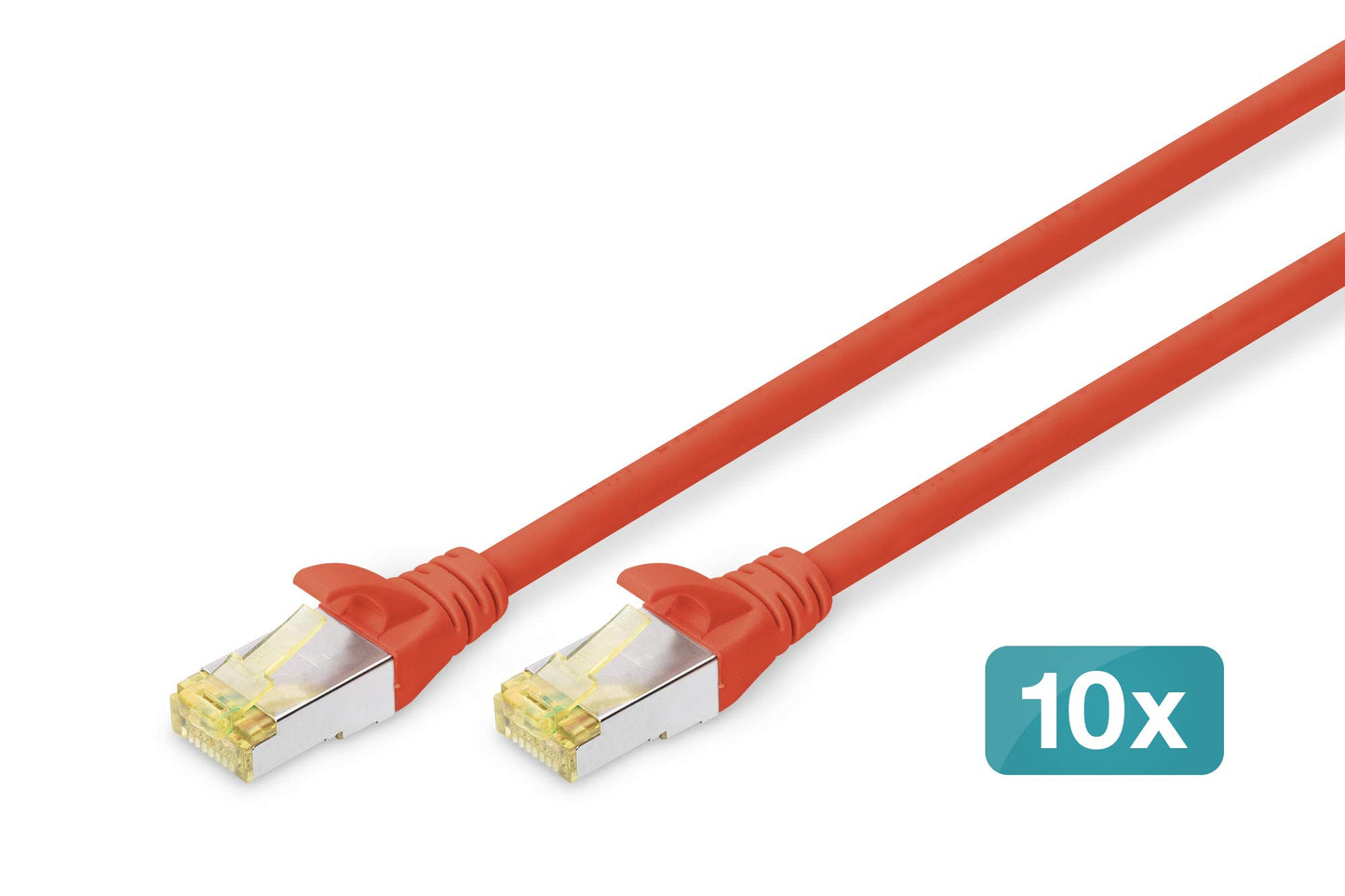 DIGITUS LAN cable Cat 6A – 3 m – 10 pieces – S/FTP shielded – red - DK-1644-A-030-R-10
