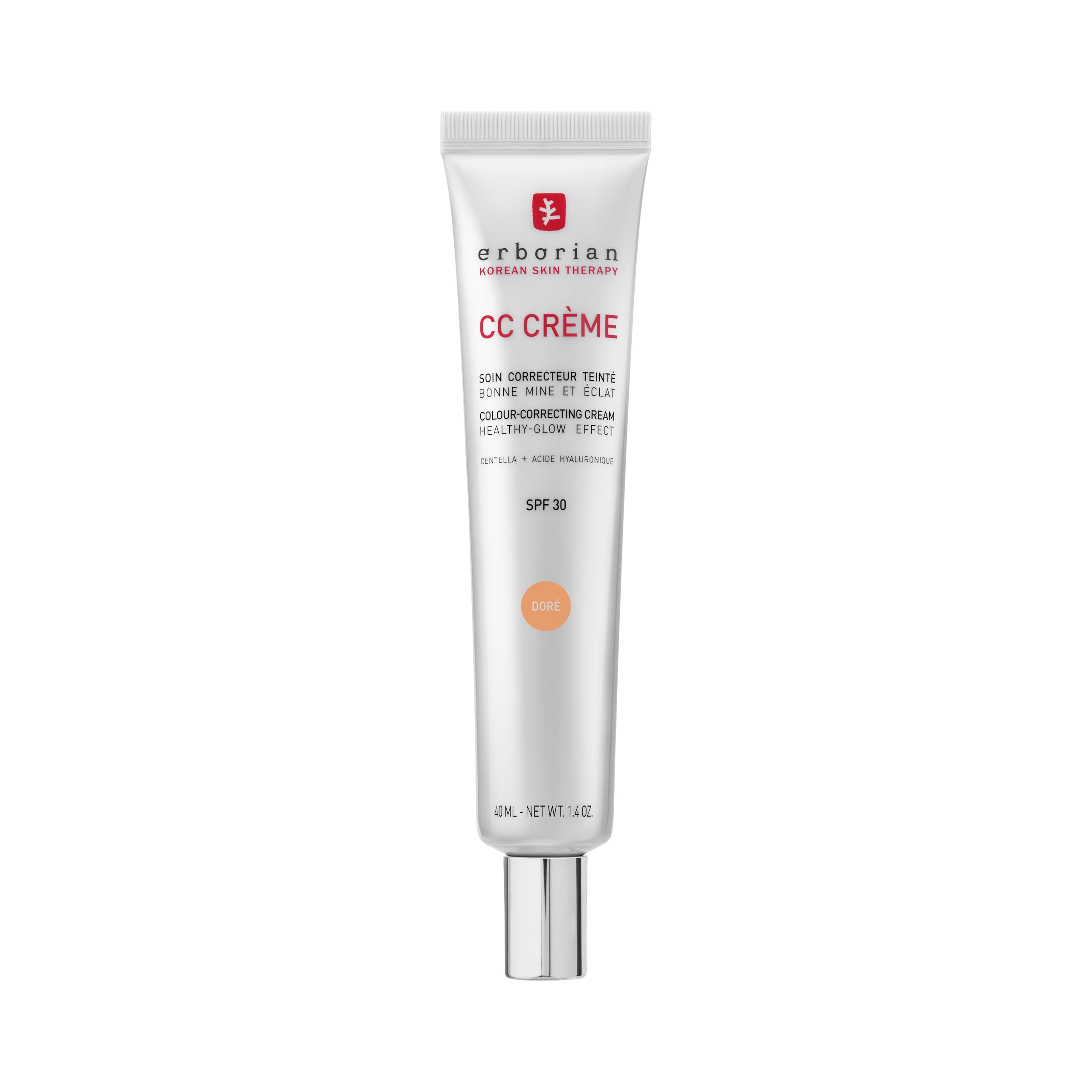 Erborian - CC Crème with Centella Asiatica - High-Definition Illuminating Facial Cream and Make-up - Sun Protection SPF 30 - Korean Cosmetics - Doré 40 ml - 6AA10411