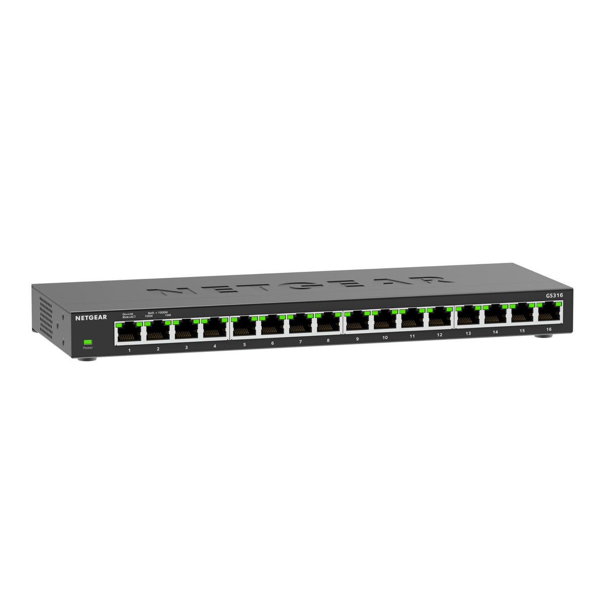 NETGEAR Switch Ethernet Gigabit 16-Port Neadministrat (GS316): Montare pe birou sau pe perete, funcționare silențioasă - GS316-300EUS