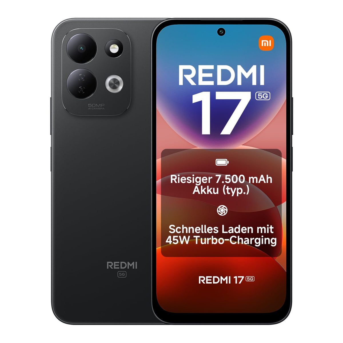 Xiaomi REDMI 17 5G, Smartphone 4+128 GB, Negru, 7500mAh Akku, 45W Încărcare