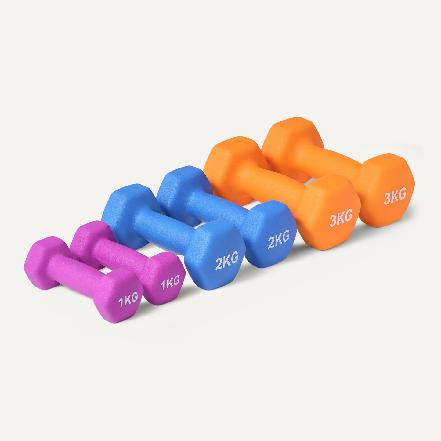 Amazon Basics Neoprene Dumbbell Weights Set with Stand, 1, 2, 3 kg Pairs - GND012