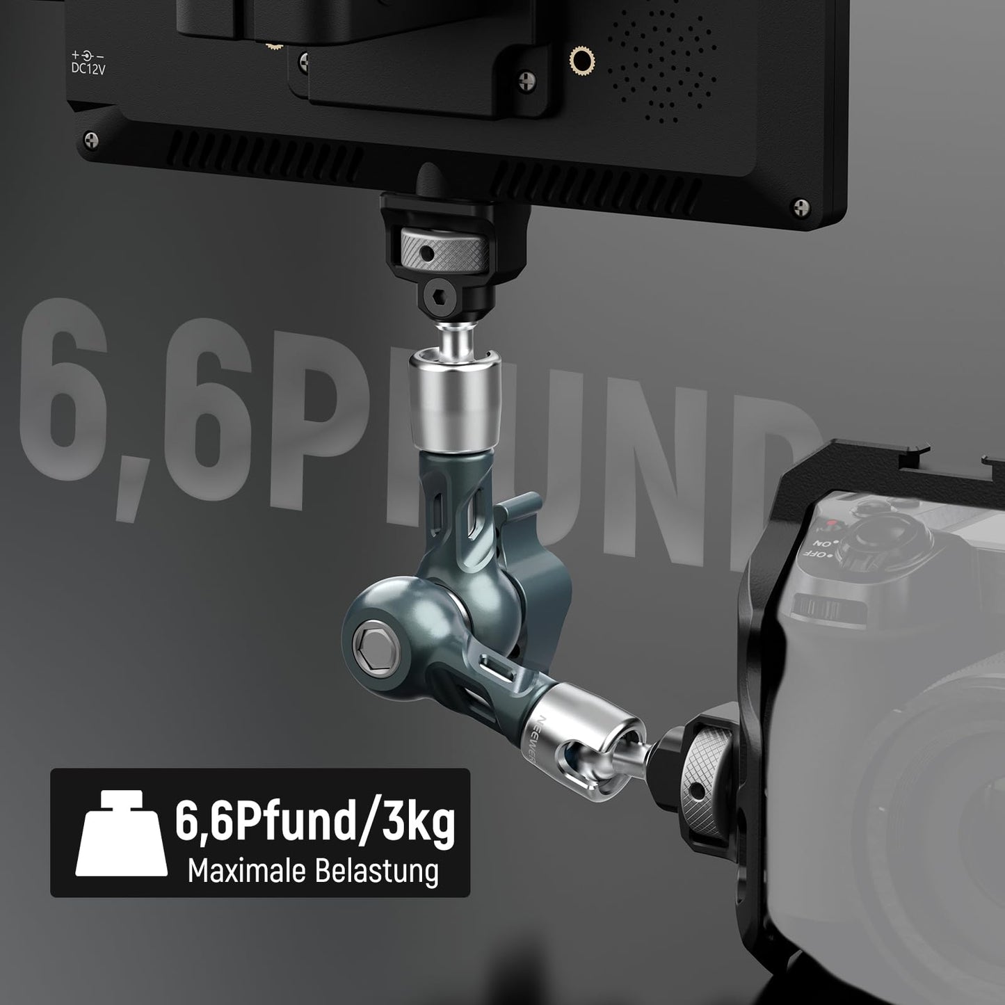 NEEWER 18cm Magic Arm Articulating Arm, Camera Monitor Mount with Ball Heads, Anti Twist Pins, 1/4" 3/8" Screws for DSLR Action Cam Webcam Video Light Compatible with SmallRig Cage Rig, Max 3kg, UA082
