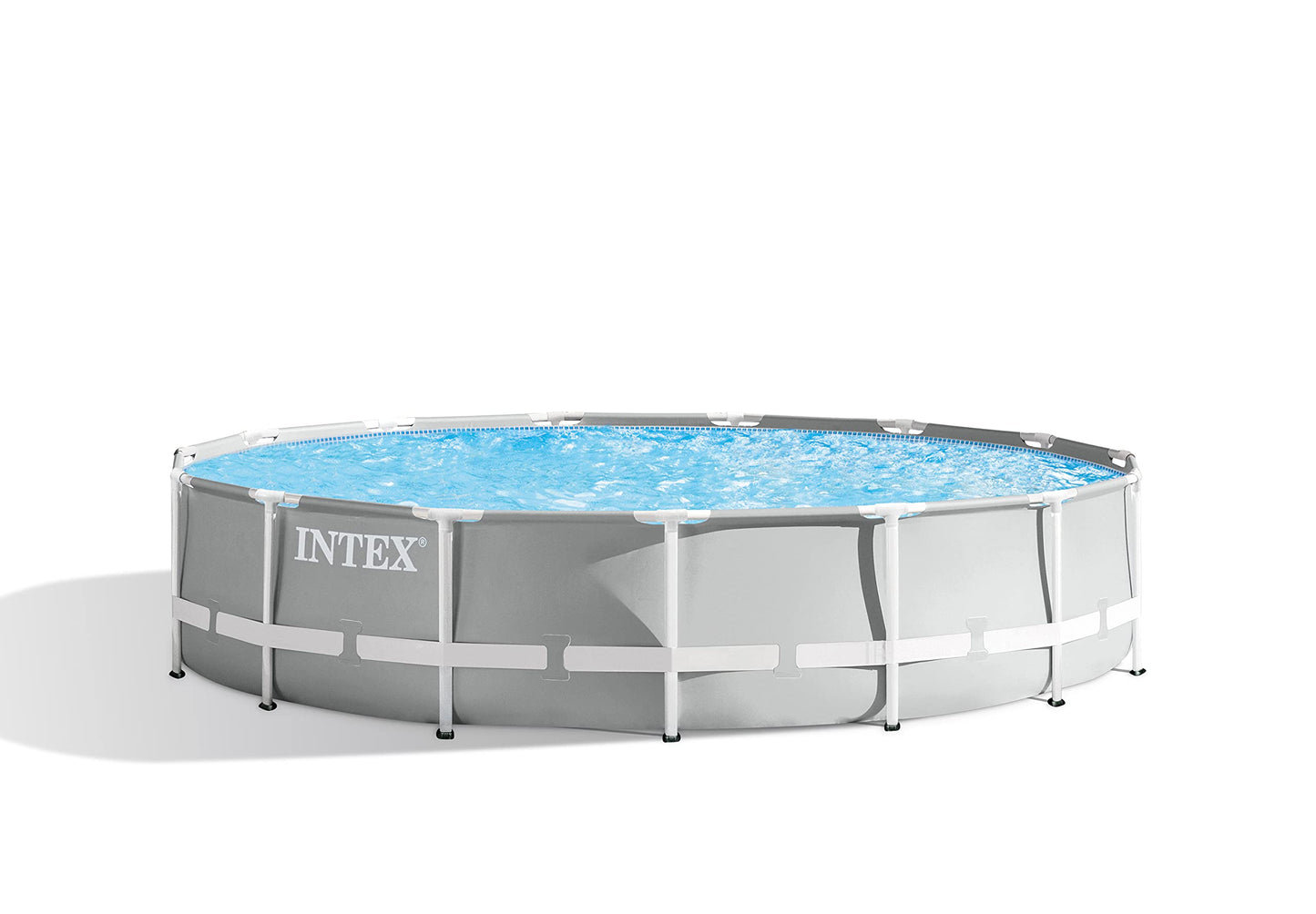 INTEX "PrismFrame" pool round above-ground pool complete set (Ø 457 x 107 cm) including 12V filter pump ladder, groundsheet & cover film family pool swimming pool volume approx. 14,614l, blue (26724GN)