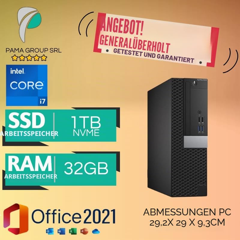 PC Computer Business, Desktop sff, ready for operation, Core i7 6th, RAM 32GB DRR4, SSD 1TB Nvme, Windows 11 and Office 2021, W-fi usb, warranty 12 months (refurbished) (i7|RAM 32GB|SSD 1TB) - i76700-32gb-1tera