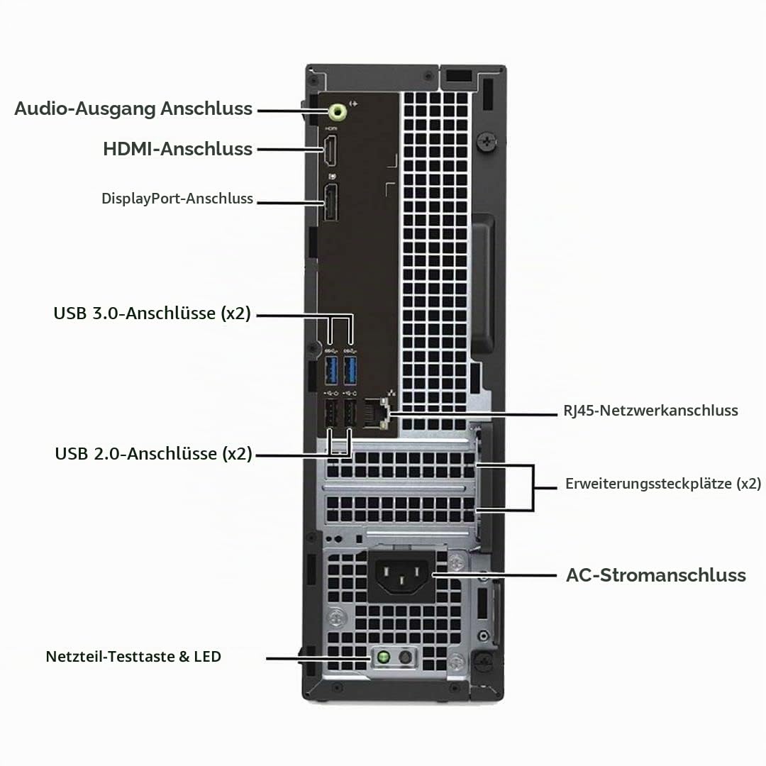 Computer desktop Dell Optiplex 3040 SFF, Intel Core i5-6500, 8 GB RAM, 256 GB SSD, WiFi, Bluetooth, US QWERTY Tastatur, Windows 11 Pro (Generalüberholt)