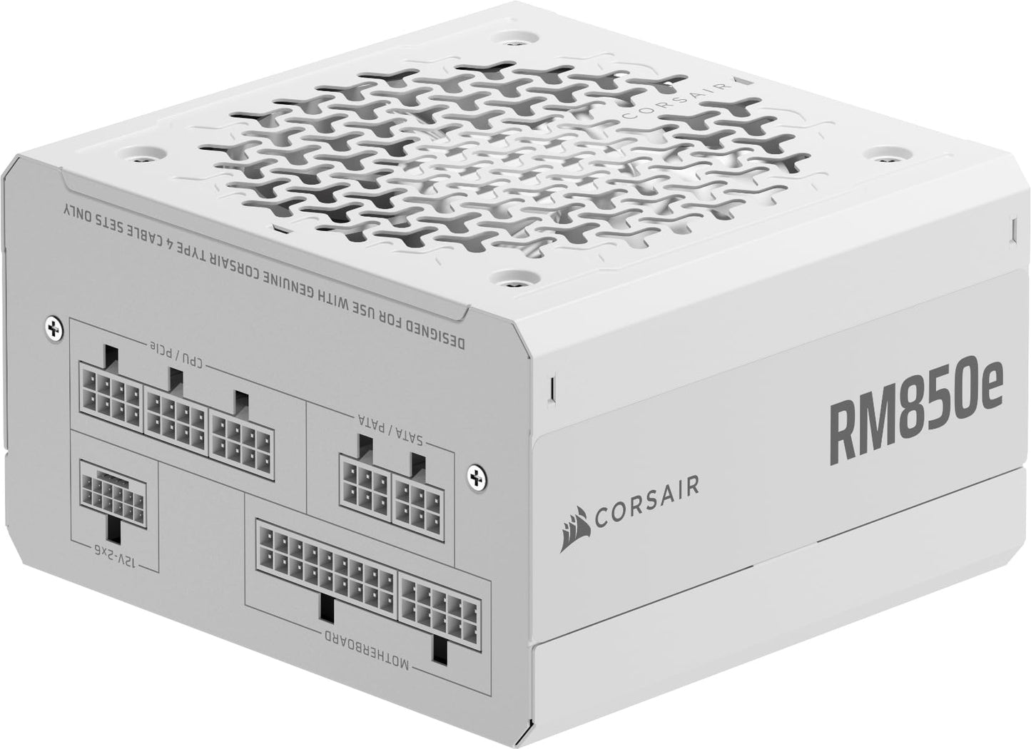 CORSAIR RM850e (2025) Quiet Fully Modular ATX Power Supply with 12V 2x6 Cable - Zero RPM Fan Mode, ATX 3.1 Compliant, PCIe 5.1 Support, Cybenetics Gold - White - CP-9020293-EU