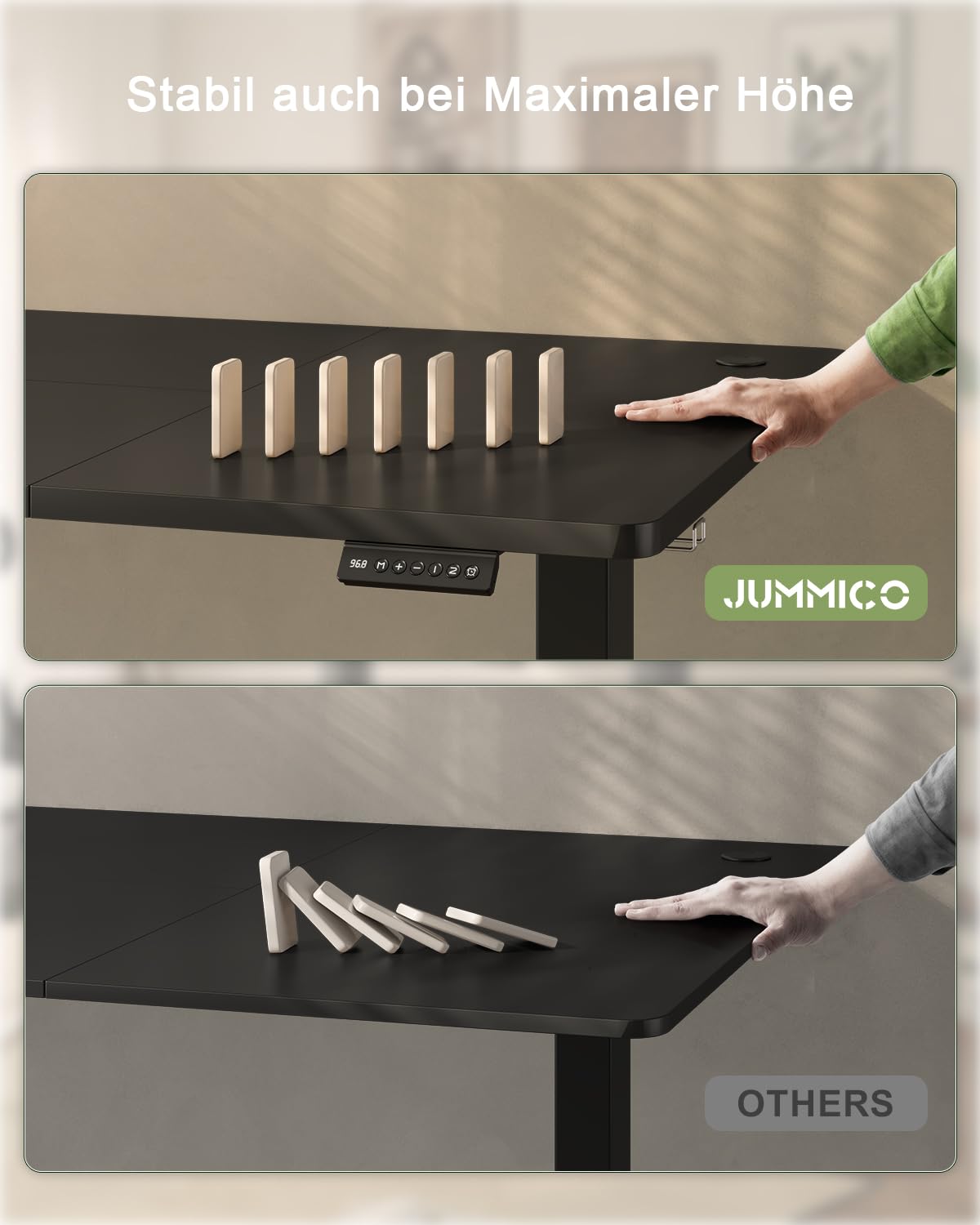 JUMMICO Height-adjustable desk with USB charging port, desk height-adjustable electric 180 x 80 cm, stand-sit table, standing desk, adjustable computer table, standing desk, black - 0403