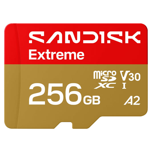 SANDISK Extreme microSDXC 256GB, UHS-I Card + SD Adapter (up to 245MB/s Read and 170MB/s Write, 5K Video, C10, V30, U3, A2) Action Cameras, Drones, Android Devices - SDSQXH9-256G-GZ6MA
