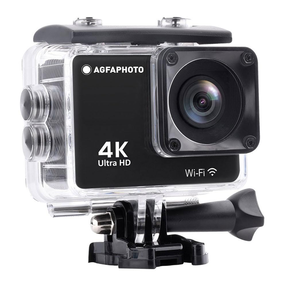 AgfaPhoto - Cameră sport - AC9000 - Real 4K 30FPS, stabilizare EIS, unghi larg de 170°, carcasă impermeabilă până la 30m - WiFi - 18 accesorii incluse