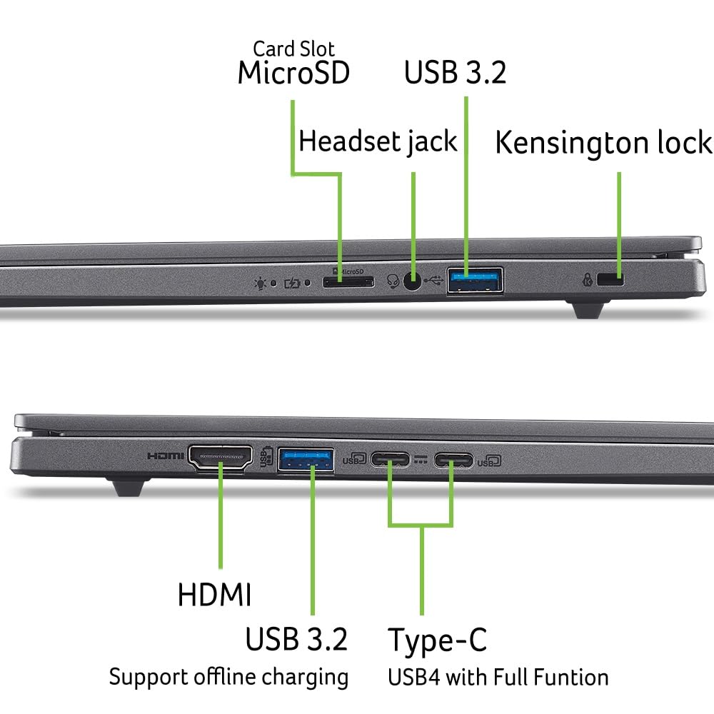 Laptop Acer Aspire 16 AI (A16-11M-X1CW) KI, Copilot+ PC, Display WUXGA IPS de 16" cu 120Hz, Qualcomm Snapdragon X X1-26-100, 16 GB RAM, 512 GB SSD, GPU Qualcomm Adreno, Windows 11, Layout QWERTZ
