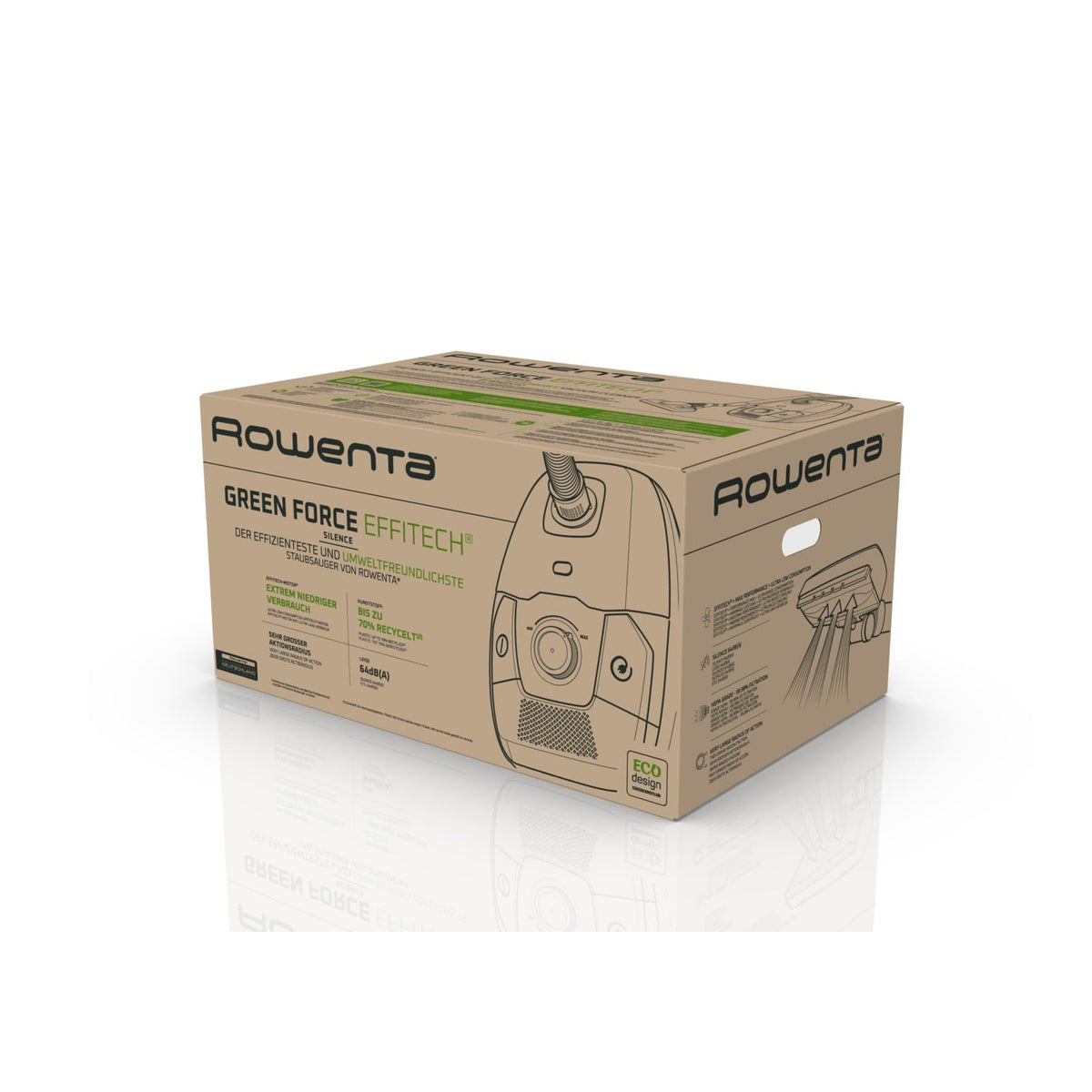 Rowenta Green Force Effitech Total Clean Bagged Vacuum Cleaner, 400 Watts, 4.5 L Dust Bag, 99.98% HEPA Filtration, 12 m Operating Radius, Compact Design, including Accessories, Black, RO6189