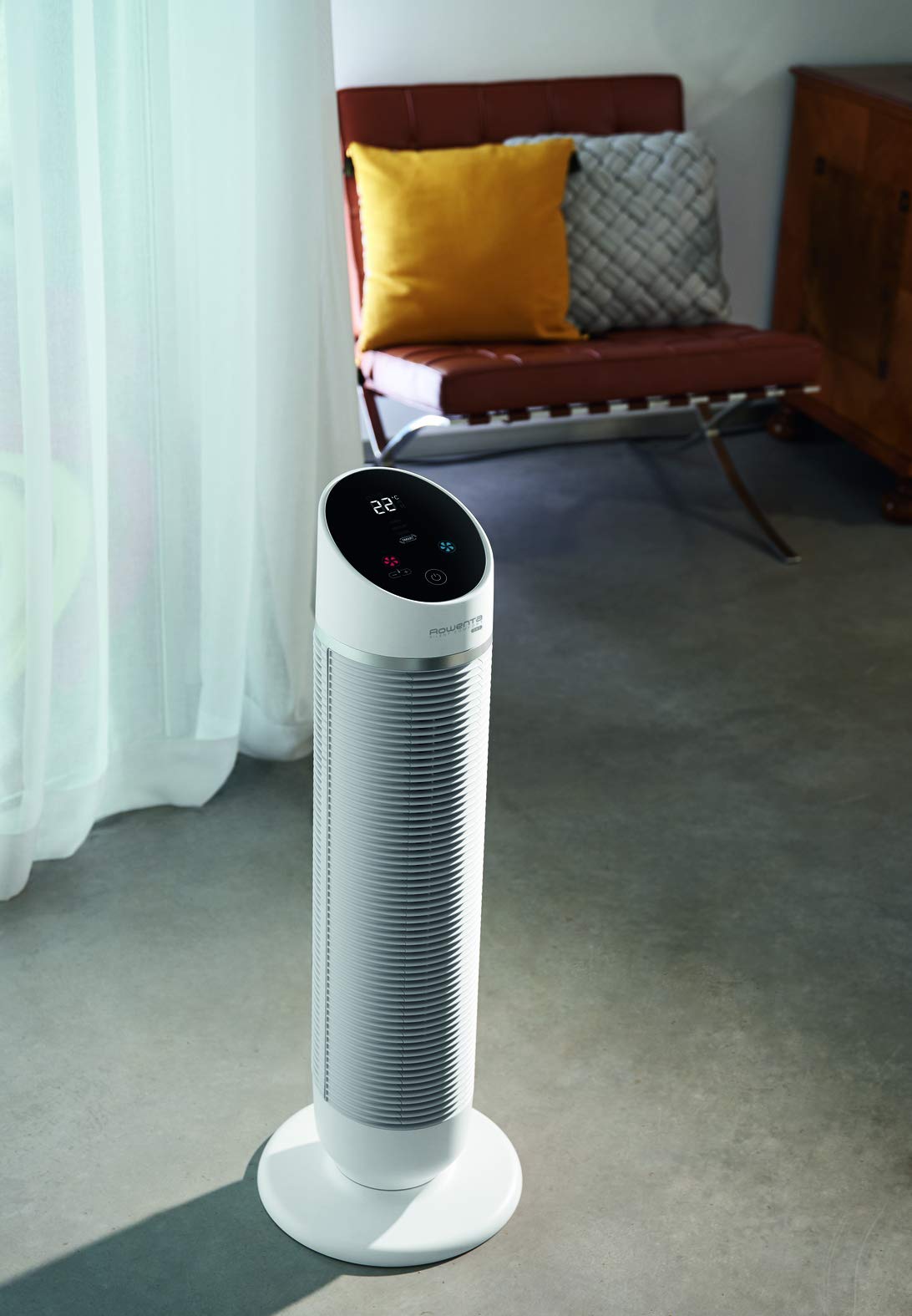 Rowenta 3-in-1 Tower Fan Silent Comfort, heater, fan, and air purifier, 10 settings for every need, eco heating mode, smart mode, remote control, timer, auto-off, white, HQ8120
