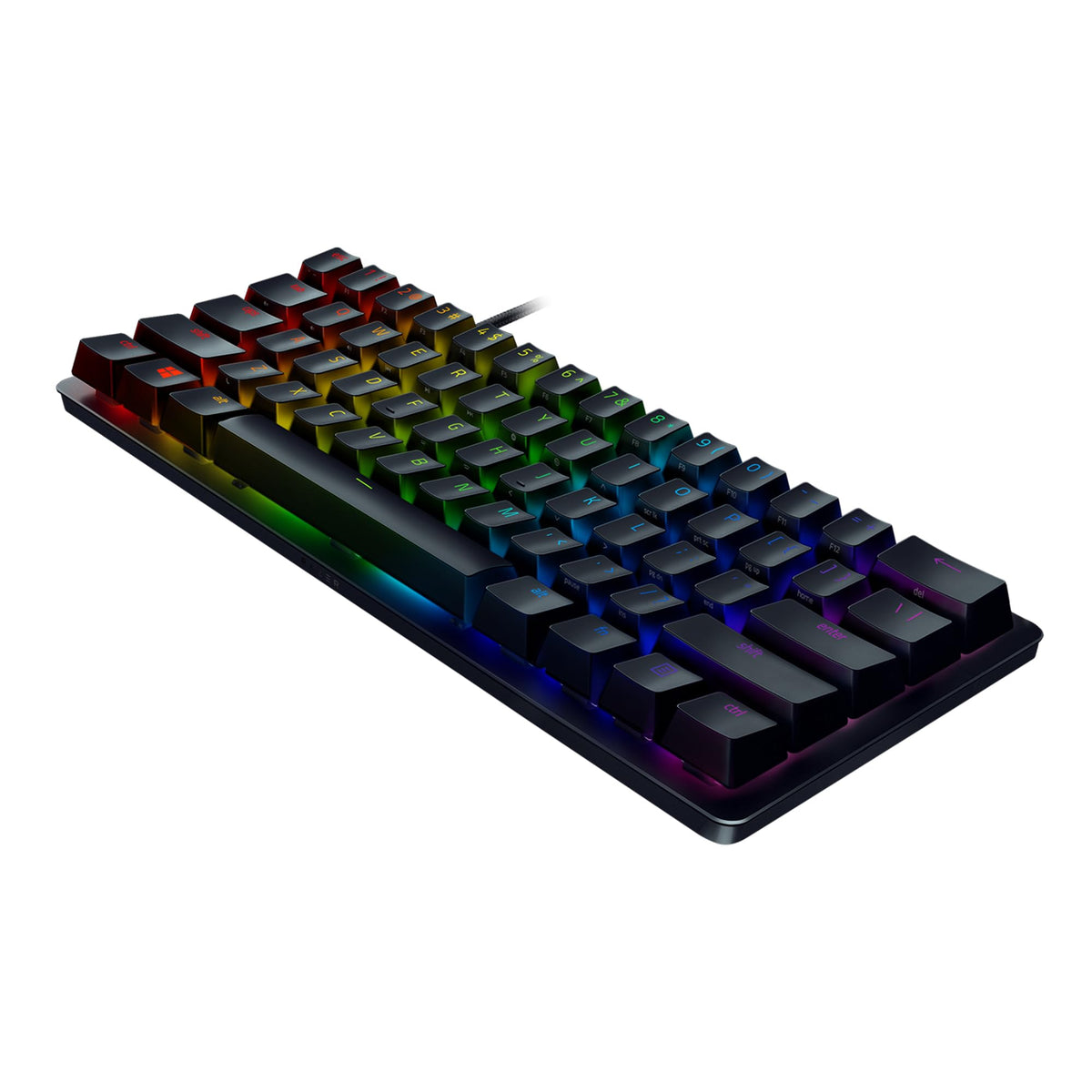 Razer Huntsman Mini (Red Switch) - Tastatur de gaming compactă 60% (Switch-uri optice liniare, capace de taste Doubleshot PBT, cablu USB-C detașabil) QWERTY US-Layout | Negru - RZ03-03390200-R3M1