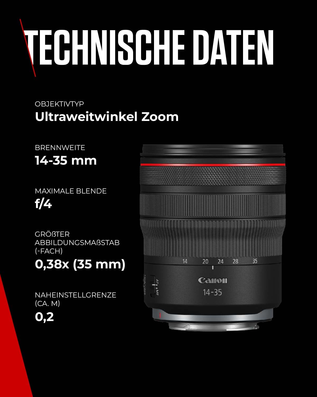 Canon RF Obiectiv 14-35mm F4L IS USM – Zoom ultra-angular cu stabilizator de imagine cu 5 trepte pentru peisaje și arhitectură | Compatibil cu sistemul EOS R - 4857C005AA