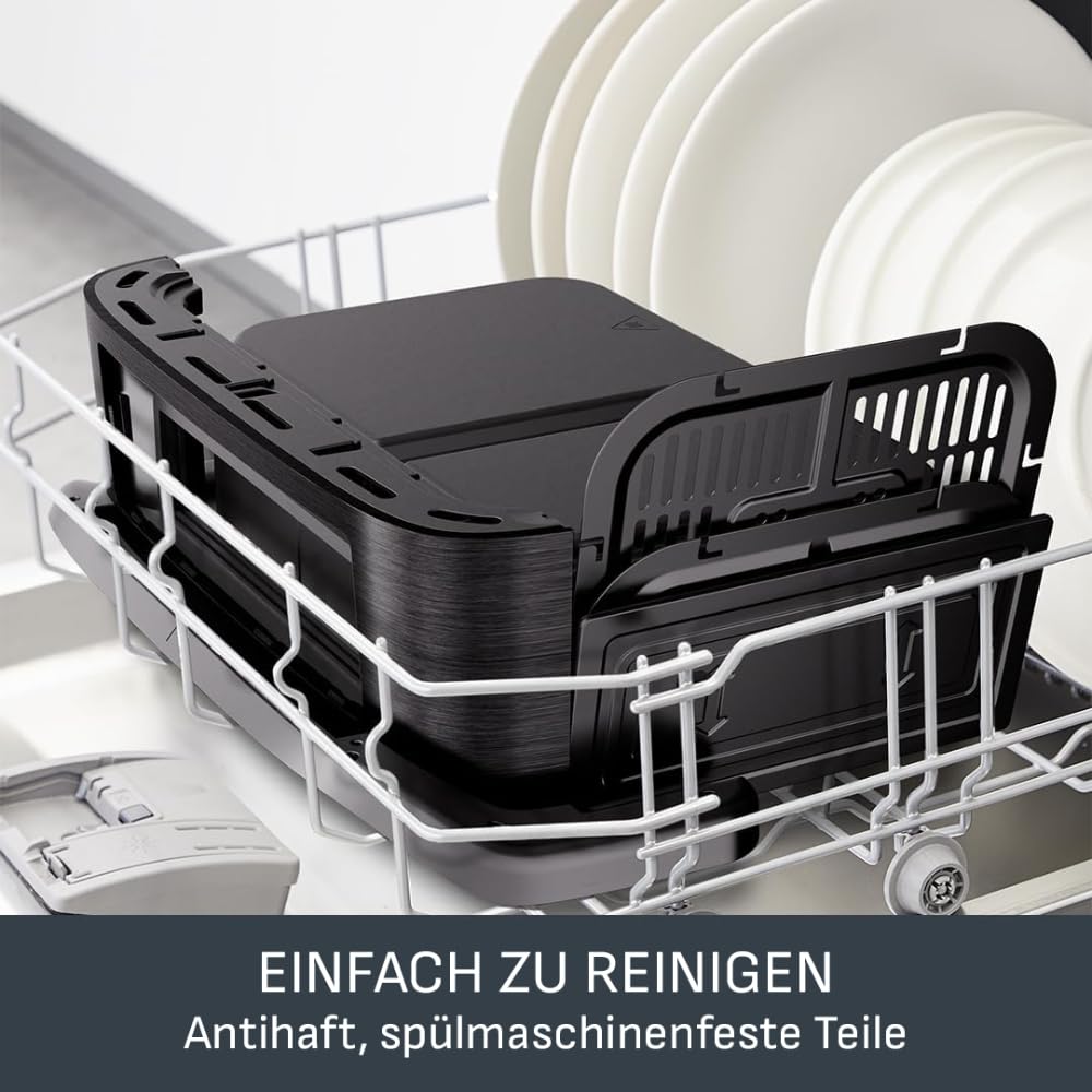Tefal Dual Easy Fry Flex hot air fryer 9L - Airfryer with 2 chambers & GiantZone, FlexCook divider, 2700 W, 40-200 °C, 7 programs, low-fat frying & preparing 2 dishes at the same time EY9228 - EY9228E0