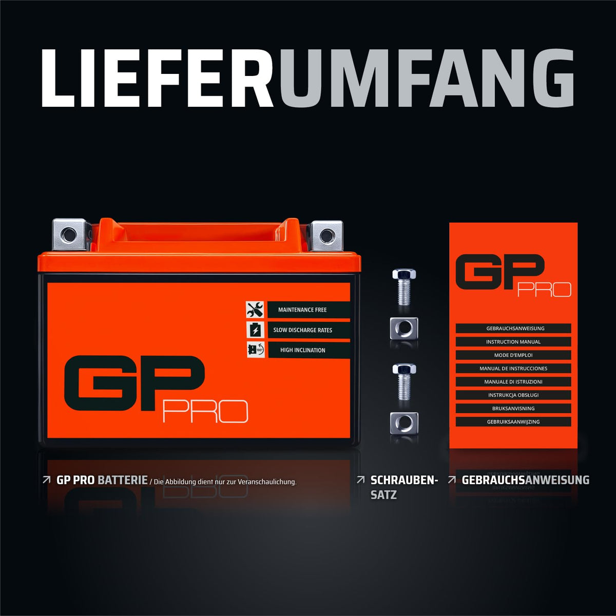 GP-PRO gel battery GTZ12S 12V 12Ah 210A compatible with Honda SH 300i - GP-007