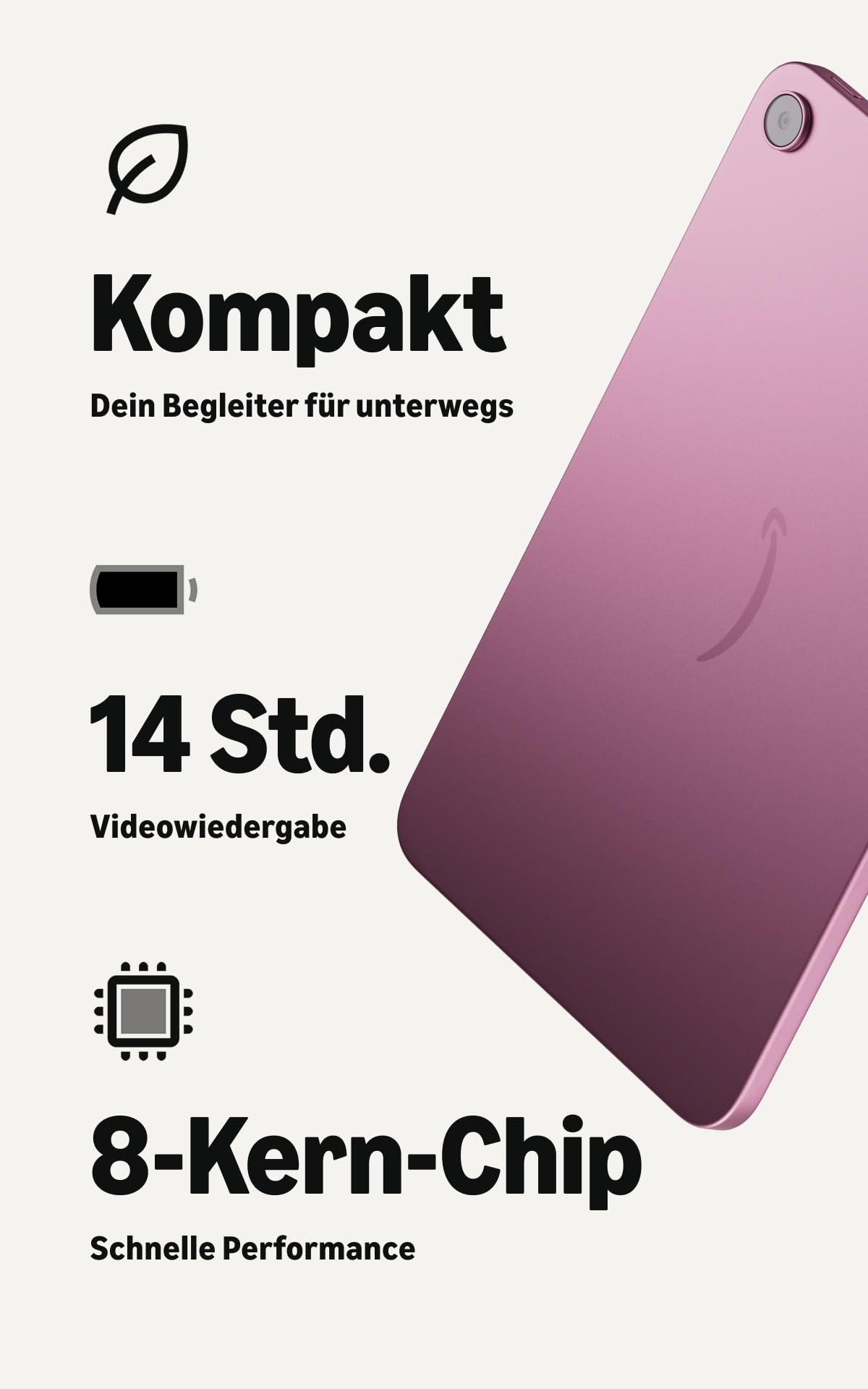 The new Amazon Alexa Tablet 8, 4 GB RAM, 128 GB, compact 8.7-inch tablet with a brilliant display, all-day battery, featuring Google Play, designed for Alexa+, Pink - RL3YT5