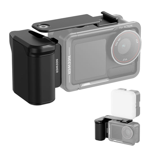 NEEWER AC034 Side Handle Only for AC014 Cage Compatible with DJI Osmo Action 5 Pro/4/3, Modular Magnetic Quick Release Action Camera Adapter with Handle and Cold Shoe Shutter Extender Bar, Black