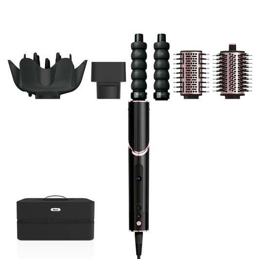 Shark FlexStyle 5-in-1 Air Styler & Hair Dryer, Auto Wrap Curl Attachment, Paddle Brush, Oval Brush, Concentrator, Diffuser, Storage Case, No Heat Damage, Black/Rose Gold, HD446EU