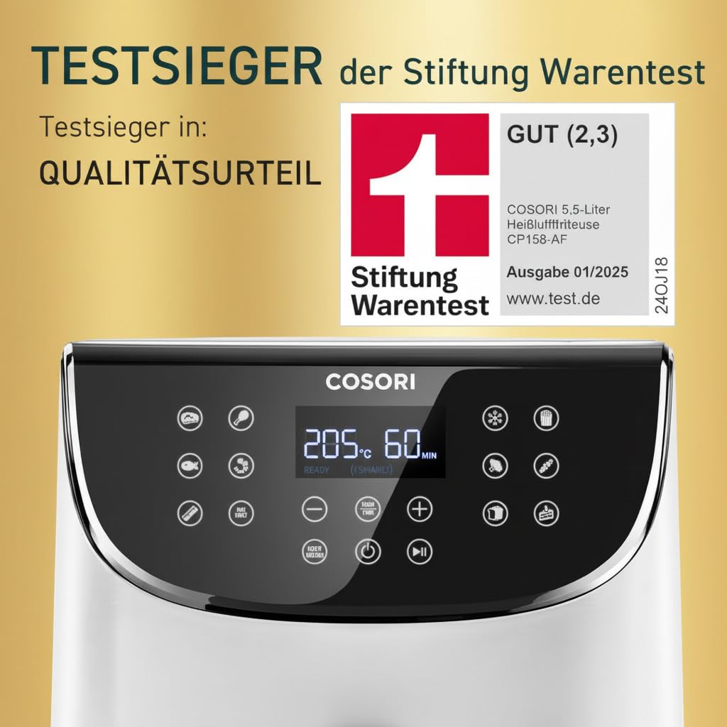 Cosori Airfryer, with shake reminder, 11-in-1 5.5L hot air fryer - CP158