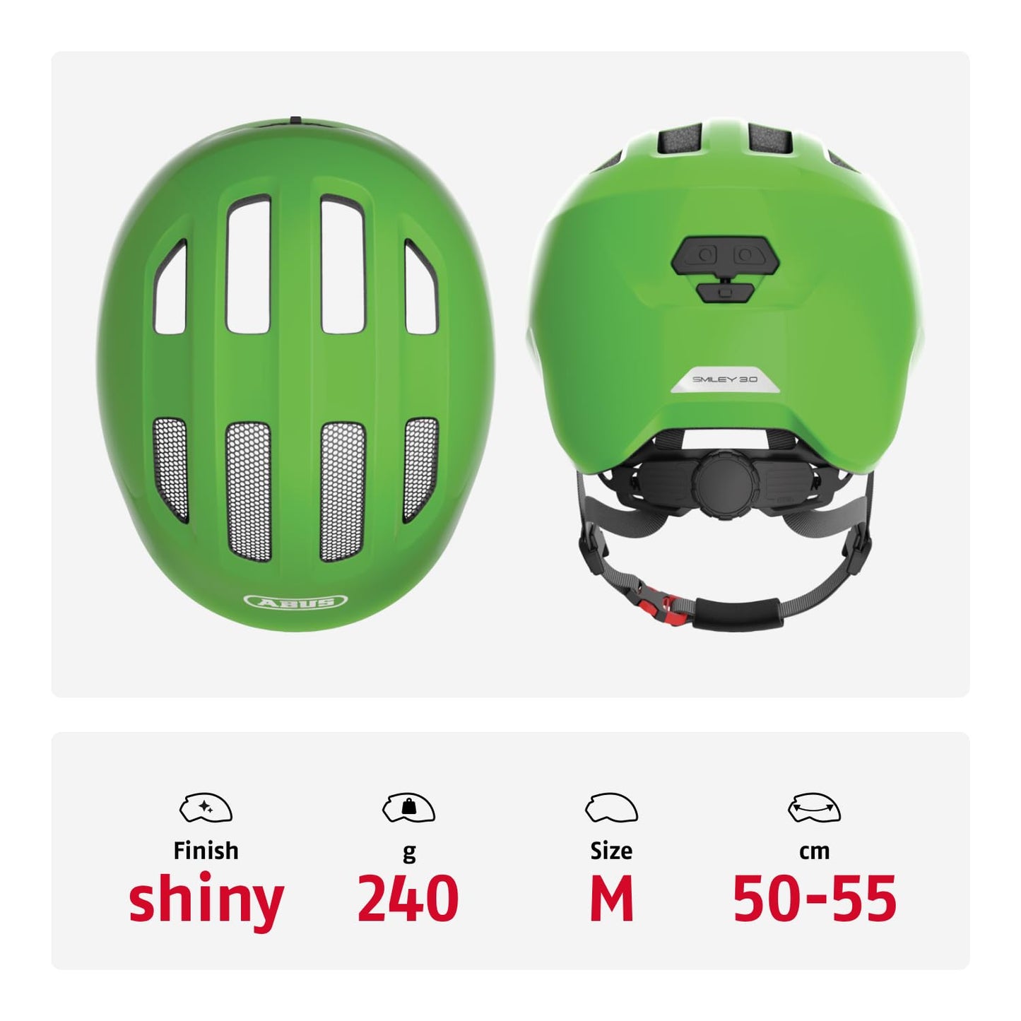 ABUS 67280 bicycle helmet, green (shiny green), M (50-55 cm)